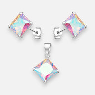 Conjunto Circón Tornasol 10x10 mm