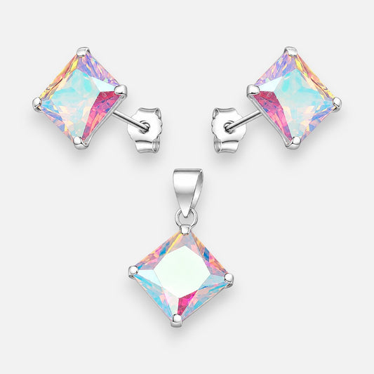 Conjunto Circón Tornasol 10x10 mm