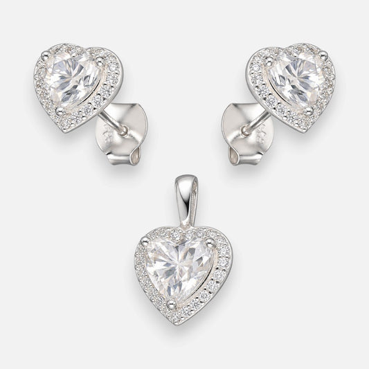 Conjunto Moissanita Corazón Circones