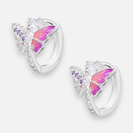 Argolla Huggie Mariposa Circones Amatista 13 mm