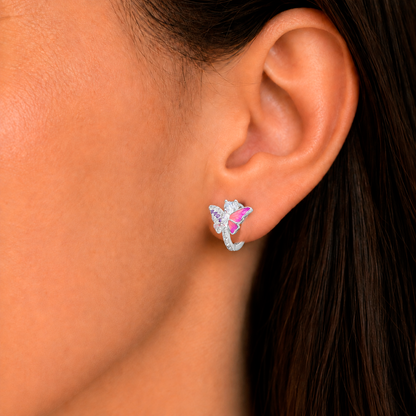 Argolla Huggie Mariposa Circones Amatista 13 mm