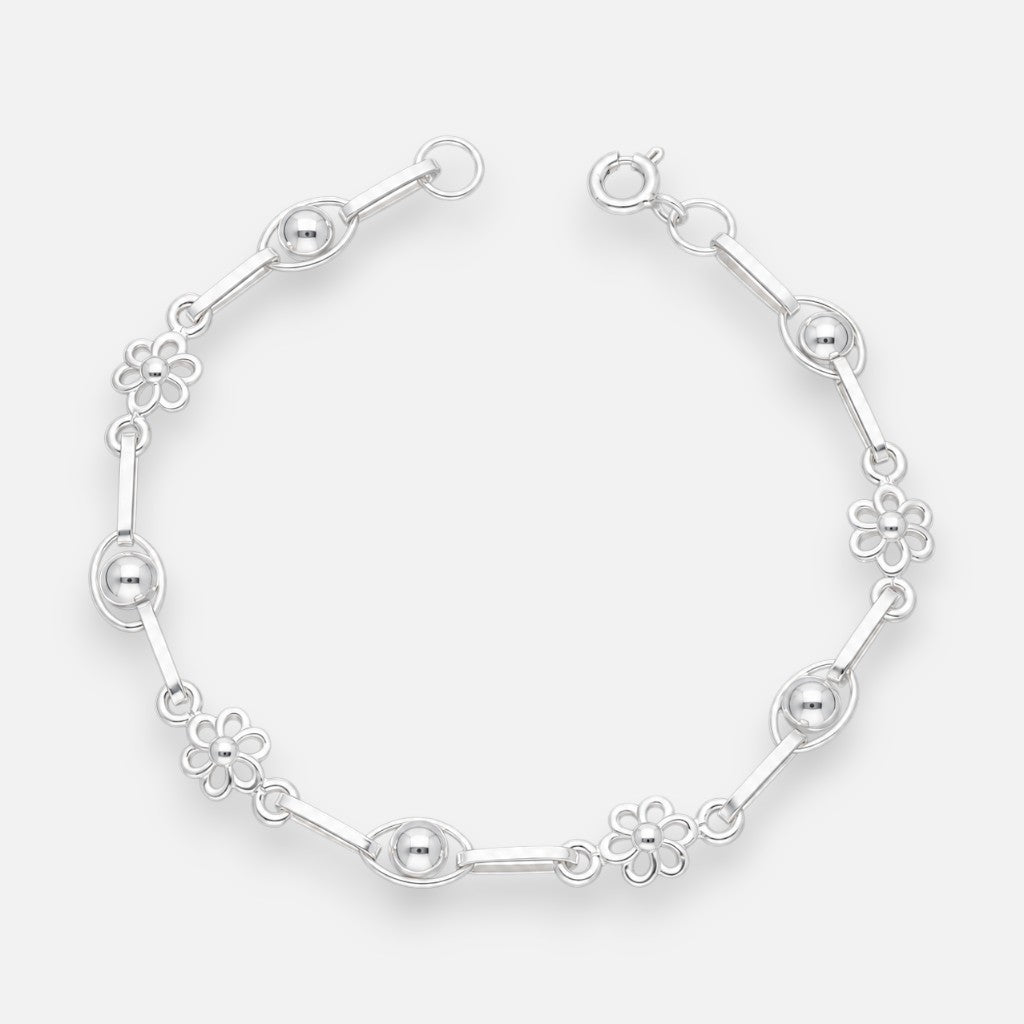 Pulsera Flores Ovalos Esferas