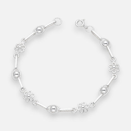 Pulsera Flores Ovalos Esferas