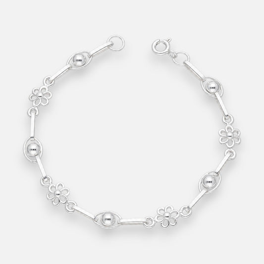 Pulsera Flores Ovalos Esferas