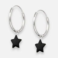 Argolla Estrella Esmaltado Negro 16 mm