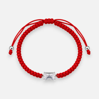 Pulsera Hilo Rojo Ajustable Circón Baguette