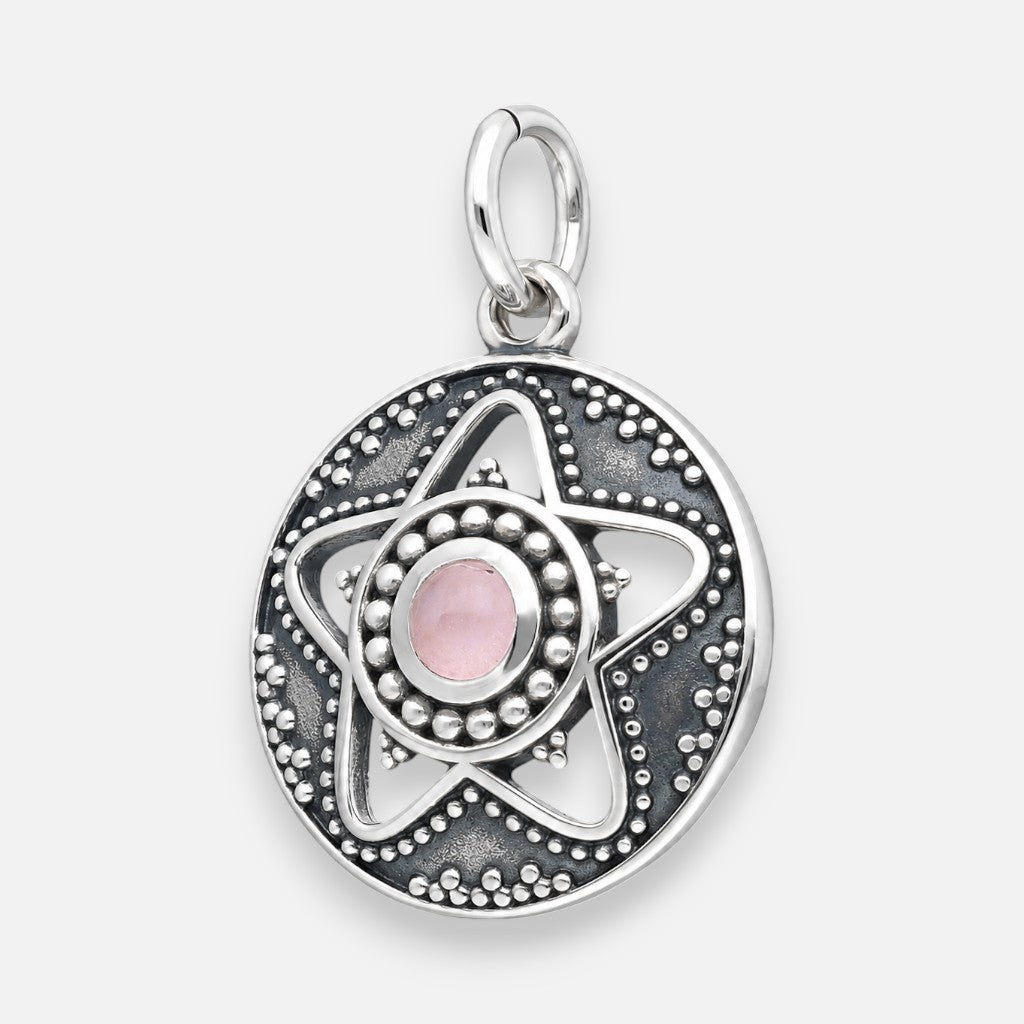 Colgante Etnico Estrella Cuarzo Rosado