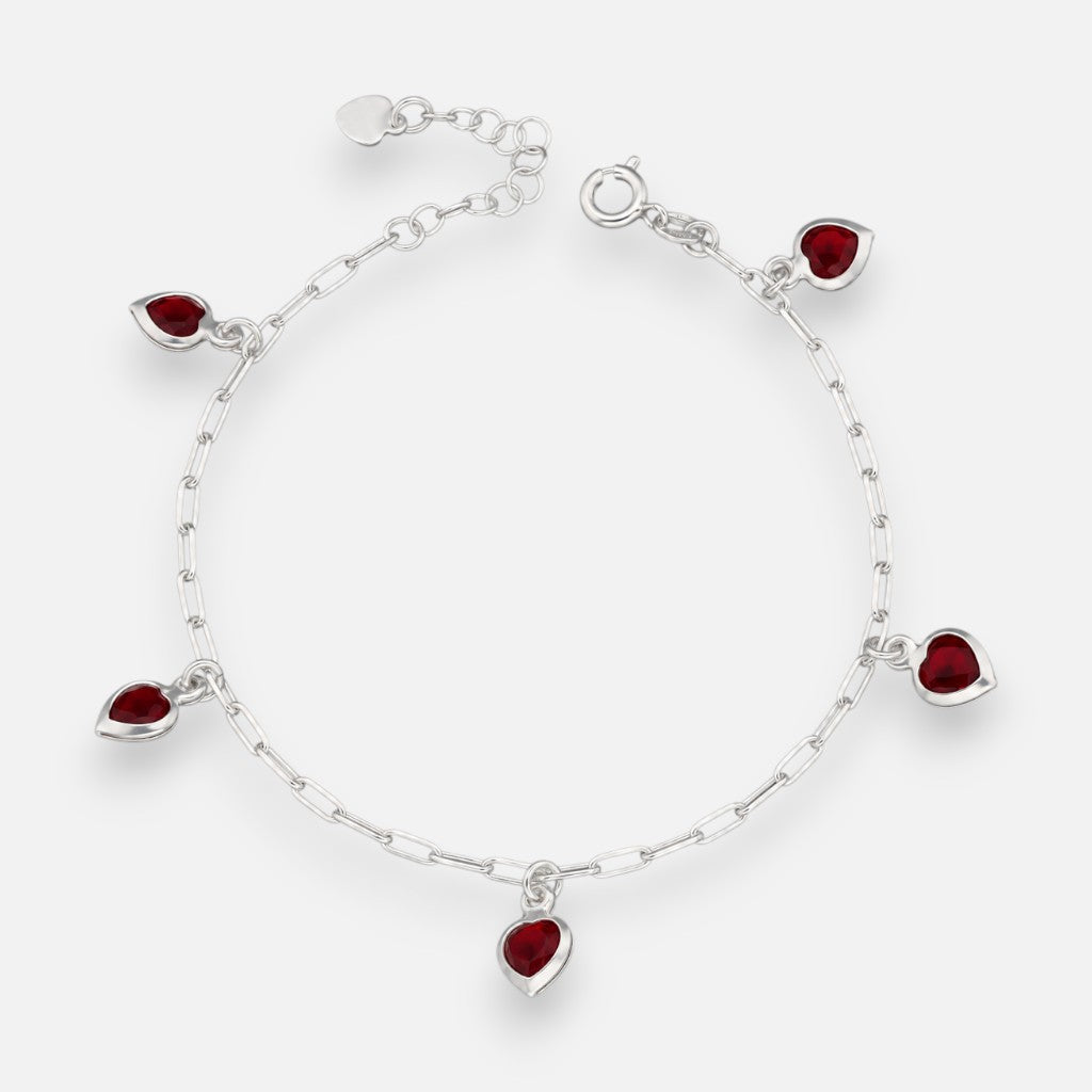 Pulsera Tradicional Corazones Rubí