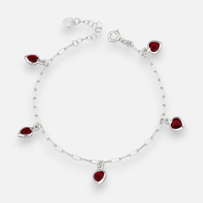 Pulsera Tradicional Corazones Rubí