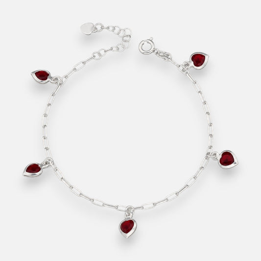 Pulsera Tradicional Corazones Rubí