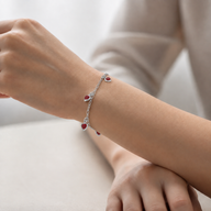 Pulsera Tradicional Corazones Rubí