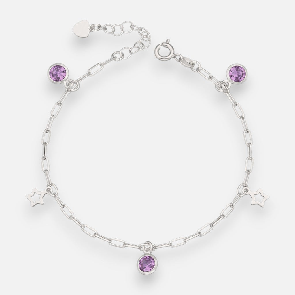 Pulsera Tradicional Estrellas Circones Amatista