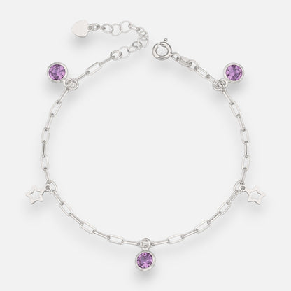 Pulsera Tradicional Estrellas Circones Amatista