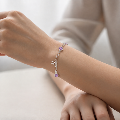 Pulsera Tradicional Estrellas Circones Amatista