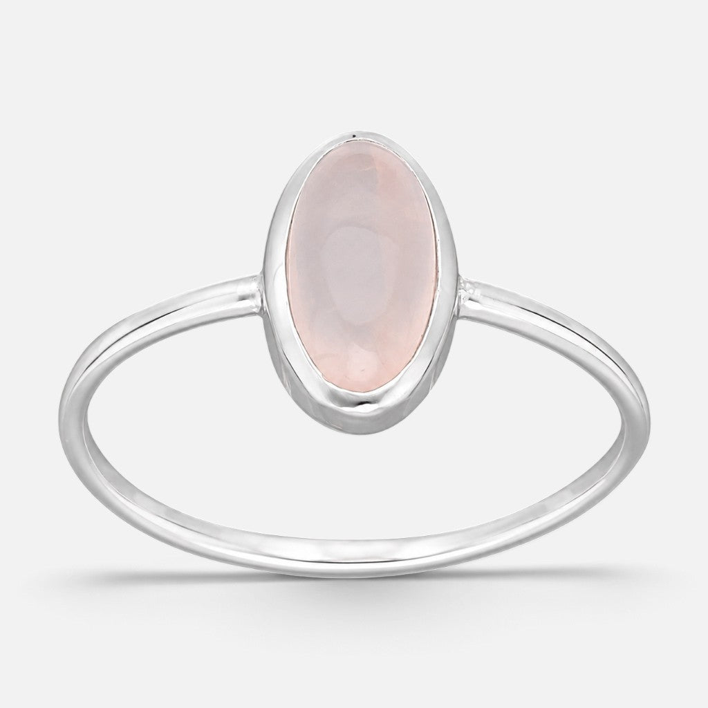 Anillo Ovalado Cuarzo Rosa