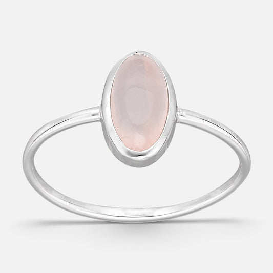 Anillo Ovalado Cuarzo Rosa