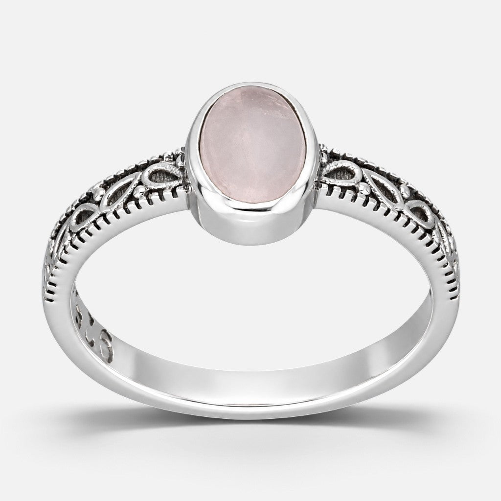 Anillo Etnico Cuarzo Rosa