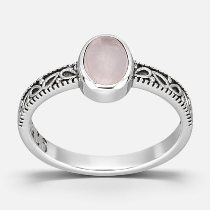 Anillo Etnico Cuarzo Rosa