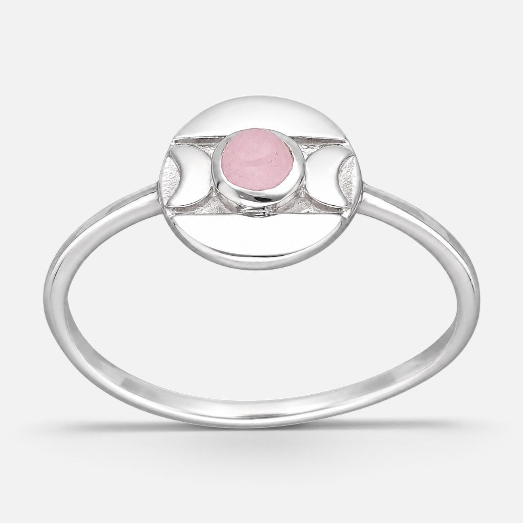 Anillo Fases Lunares Cuarzo Rosa