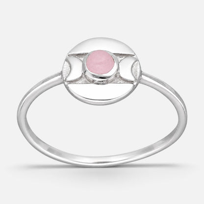 Anillo Fases Lunares Cuarzo Rosa
