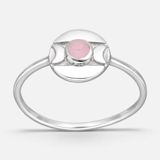 Anillo Fases Lunares Cuarzo Rosa