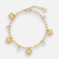 Pulsera Corazones Martillado Cristales