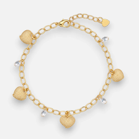 Pulsera Corazones Martillado Cristales