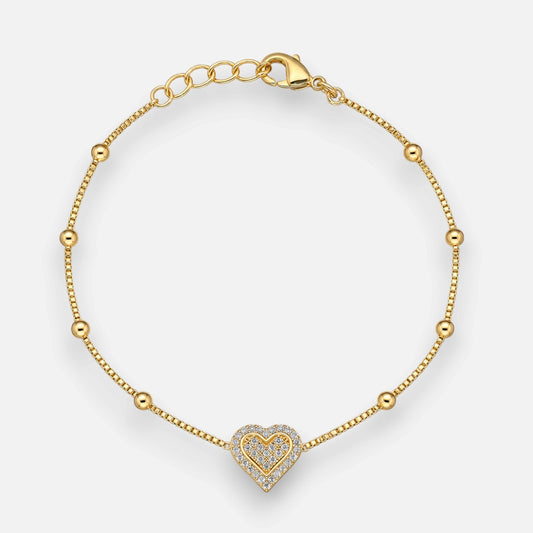 Pulsera Veneciana Esferas Corazón Circones