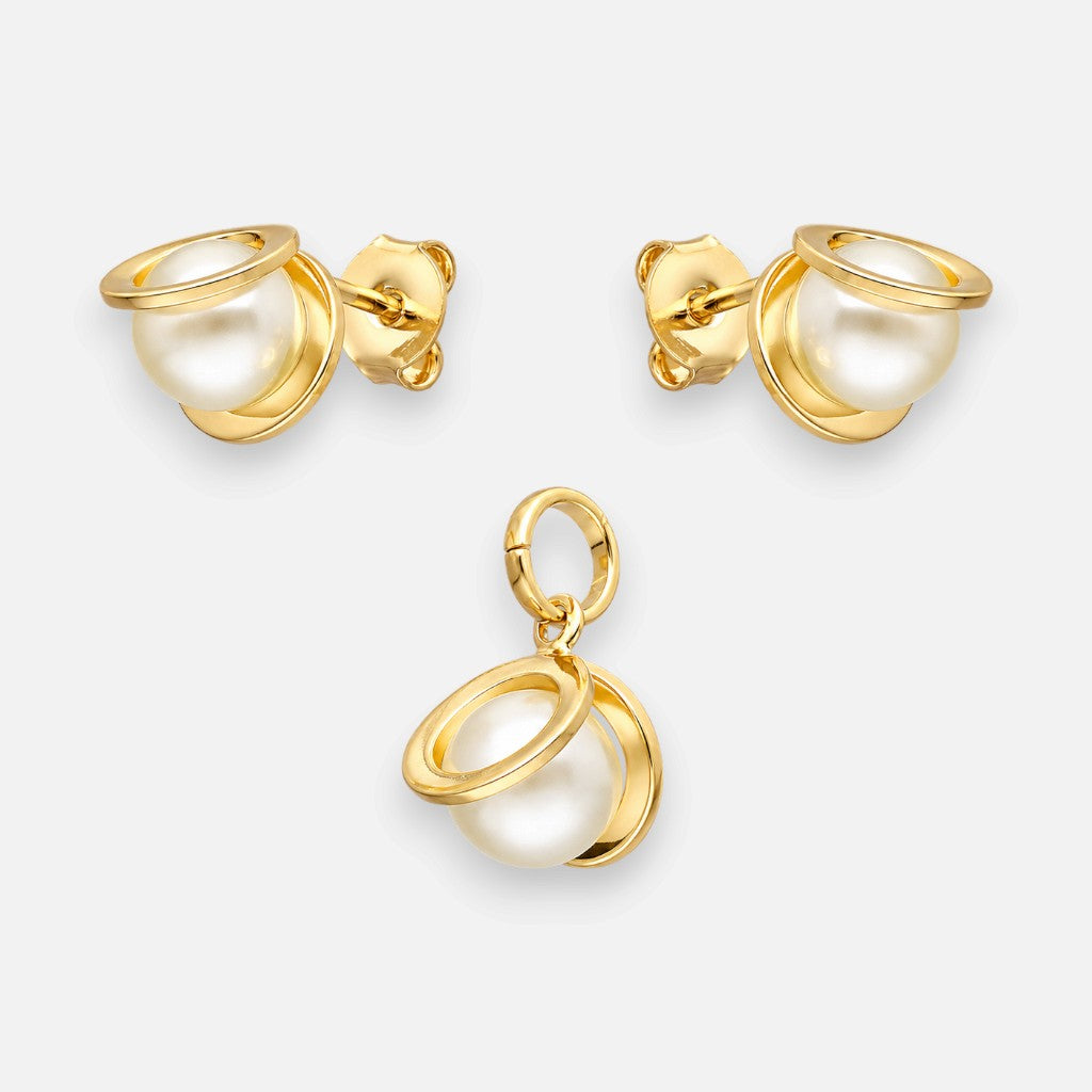 Conjunto Perlas Bandas Doradas