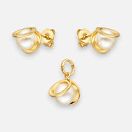 Conjunto Perlas Bandas Doradas