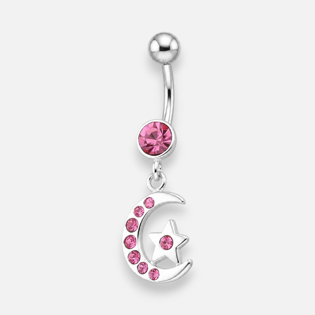 Piercing Ombligo Media Luna Estrella Circones Rubi