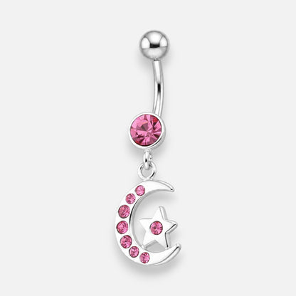 Piercing Ombligo Media Luna Estrella Circones Rubi