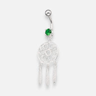 Piercing Ombligo Atrapasueños Circón Esmeralda