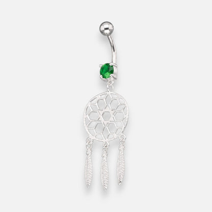 Piercing Ombligo Atrapasueños Circón Esmeralda