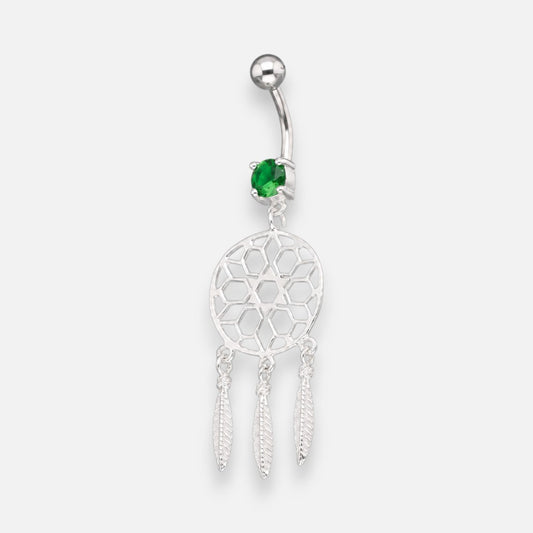 Piercing Ombligo Atrapasueños Circón Esmeralda