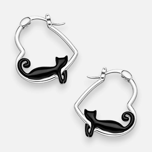 Argolla Corazón Gatito Esmaltado 16 mm
