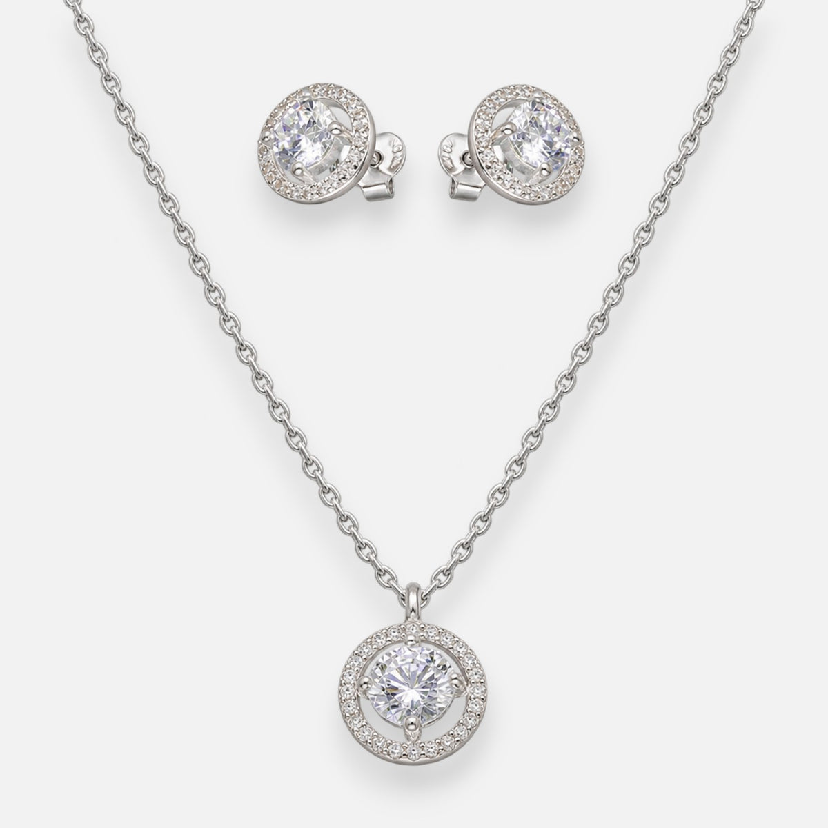 Set Collar y Aros Circulo Halo Circones