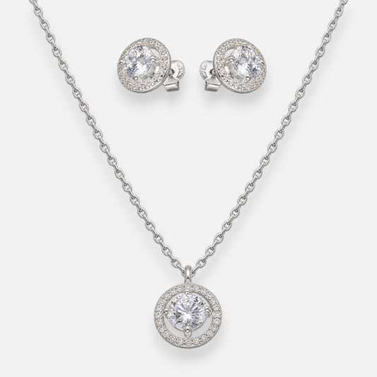 Set Collar y Aros Circulo Halo Circones