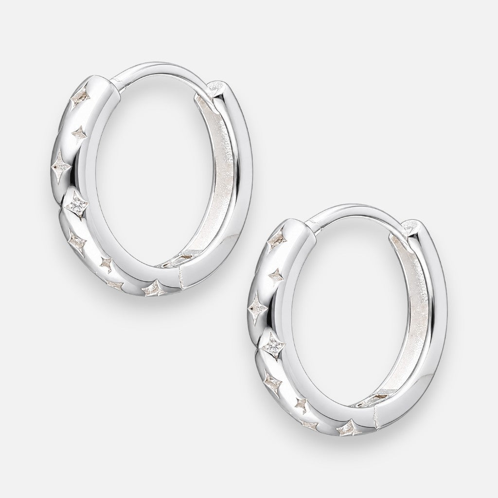Aro Argolla Huggie Estrellas Circones 15 mm
