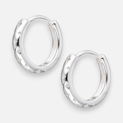 Aro Argolla Huggie Estrellas Circones 15 mm