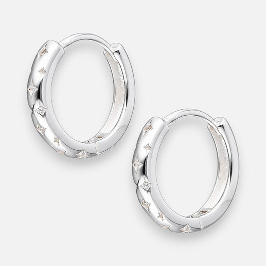 Aro Argolla Huggie Estrellas Circones 15 mm