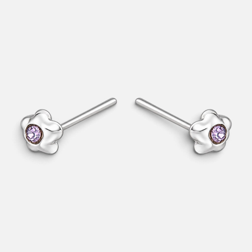Aro Piercing Flor Circón Amatista 3 mm