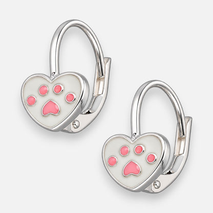 Aro Clip Corazón Patita Esmaltado Rosa