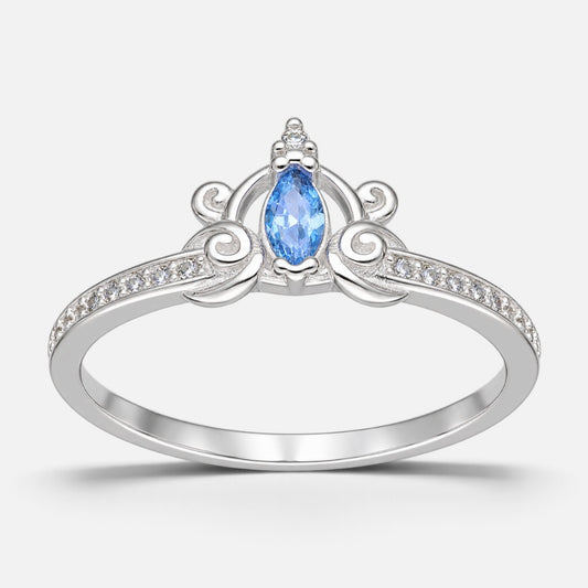 Anillo Corona Circón Marquise Agua Marina