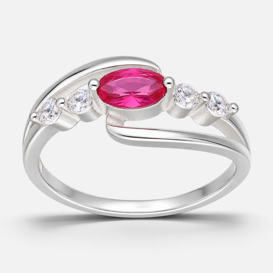 Anillo Entrelazado Circones Ovalo Rubí circones Círculos White