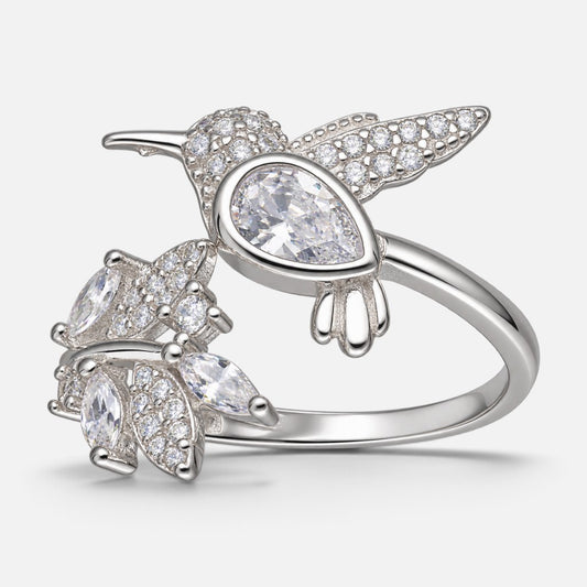 Anillo Ajustable Colibrí Espiga Circón