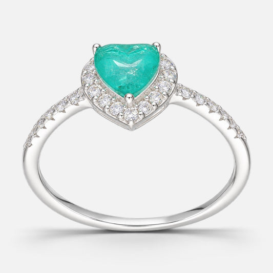 Anillo Corazón Circón Calipso y Circones Halo