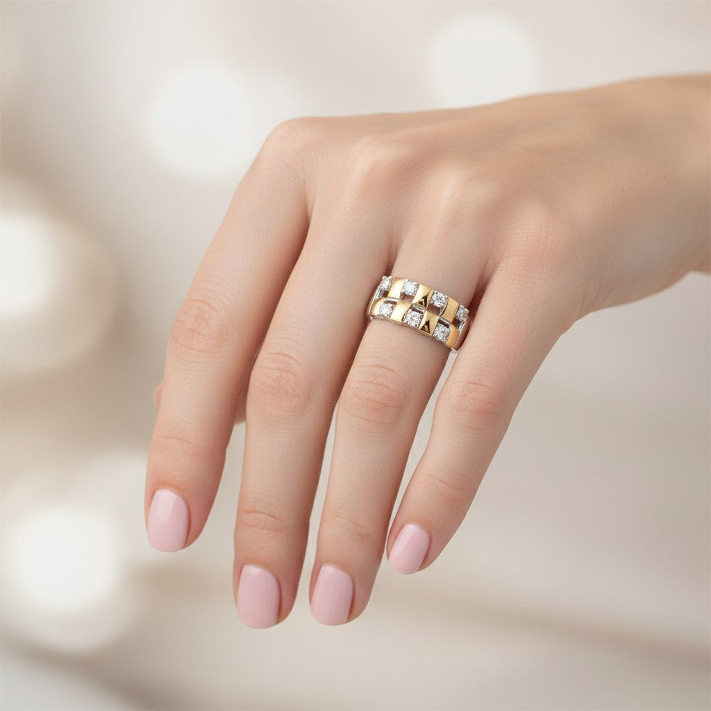 Anillo Cintillo Circones y Oro