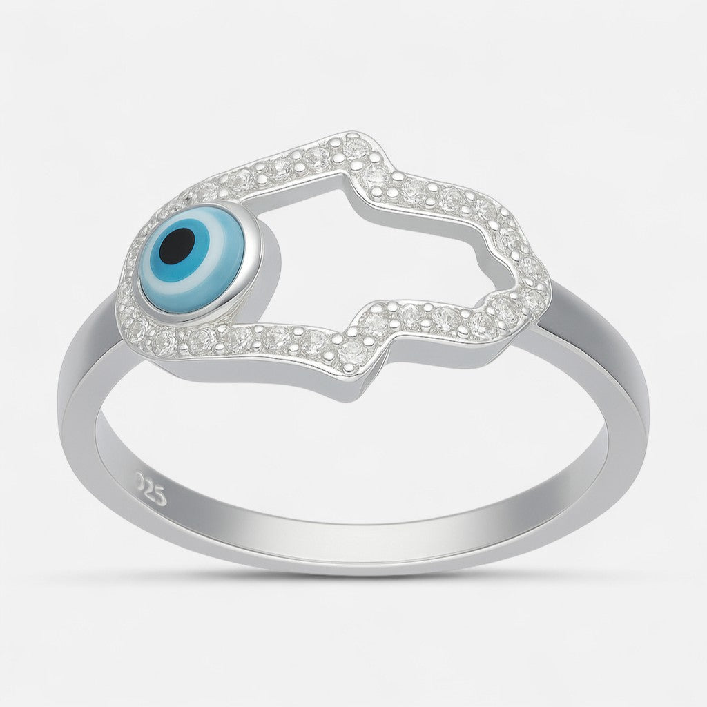 Anillo Mano de Fátima Ojo Turco Circones