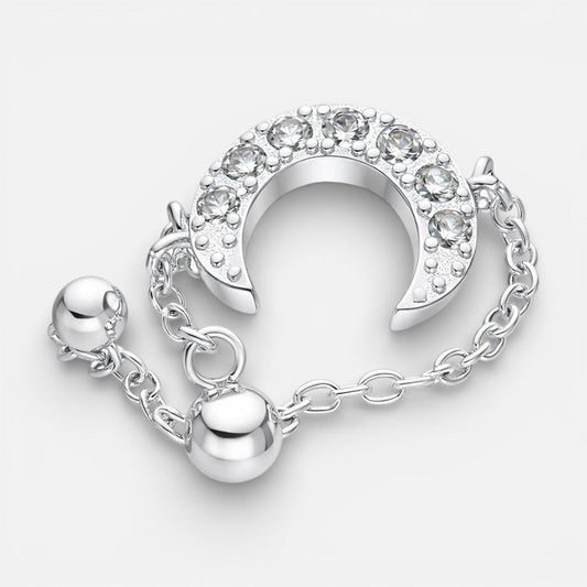 Anillo Ajustable Media Luna con Circones